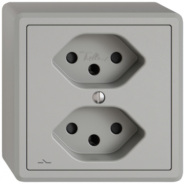 Presa AP EDIZIO.liv SNAPFIX® 2×T13 1×S con shutter grc 