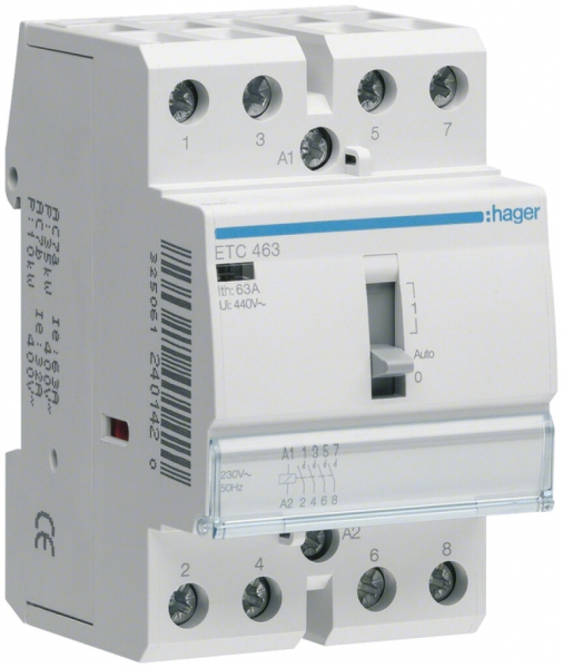 REG-Schütz Hager 230VAC 4 Schliesser 63A mit Tag-/Nachtfunktion 3TE 
