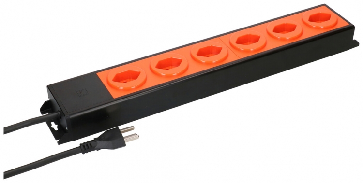 Prise multiple MH POWER LINE 16A 6×T23 3m noir-orange 