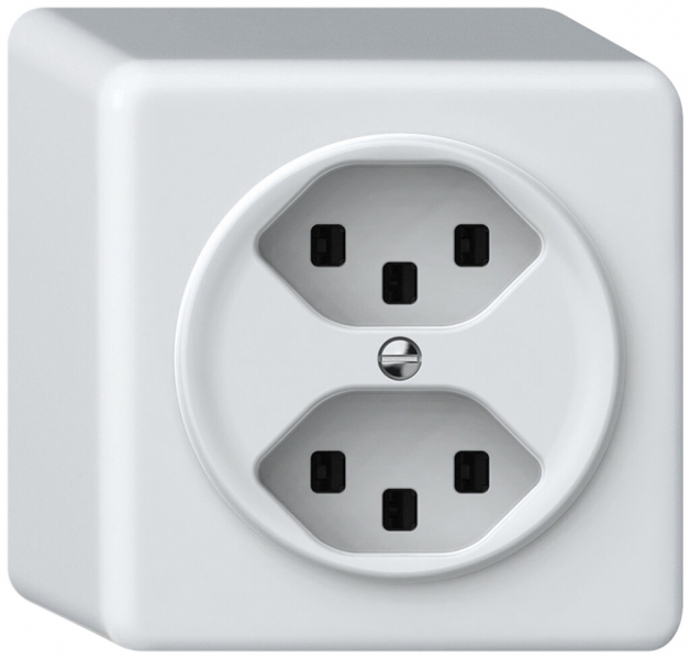 Prise AP origin 2×type 23 16A 230V 88×88×54mm blanc 