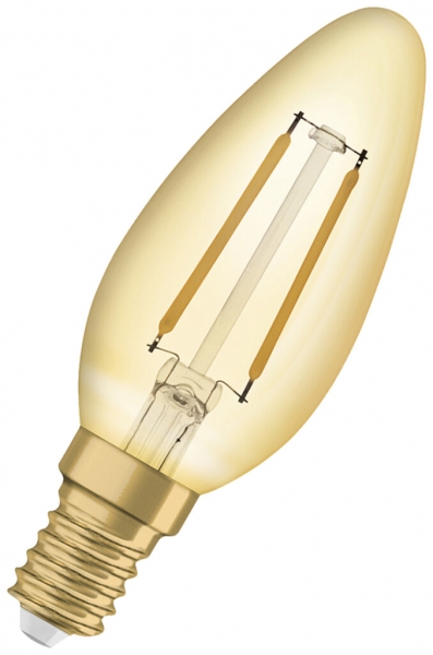 Lampada LED LEDVANCE Vintage E14 2.5W 220lm 2400K Ø35×100mm B10.5 chiaro oro 