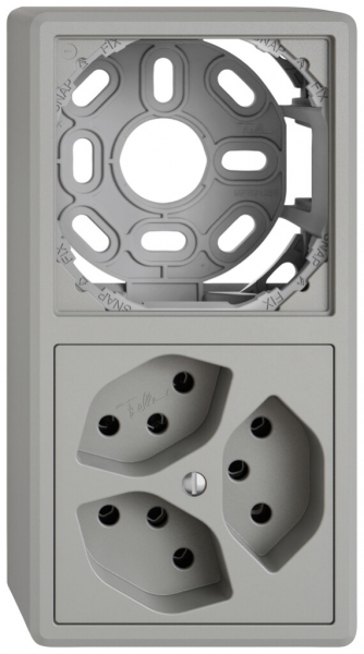 Combinazione AP EDIZIO.liv SNAPFIX® 2×1 140×74mm vuoto+3×T13 grigio chiaro 