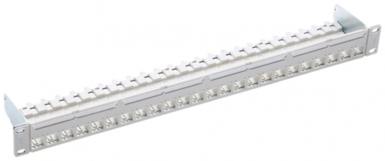 Pannello di distribuzione 19" R&M PC 1UA vuoto 24×RJ45 C6A/s-grigio 