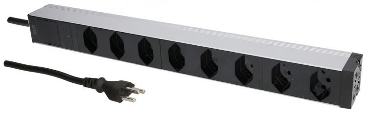 Presa multipla PDU 19" MH maxCONNECT 8×T13 1UA Td 3×1.5mm² 3m alu/nero 