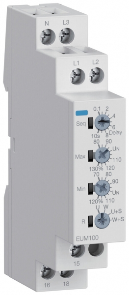 Relais surveillance de réseau AMD Hager EUM100, 1LN/3LN 1C (5A/250V) 1UM 