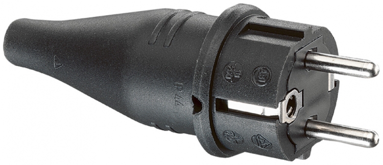 Fiche mobile Schuko Steffen L+N+PE 16A 250V IP44 noir 