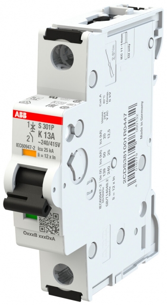 Disgiuntore ABB MCB S300P 1P 240V tipo K 13A Icn 25kA Icu 25kA 1UM 
