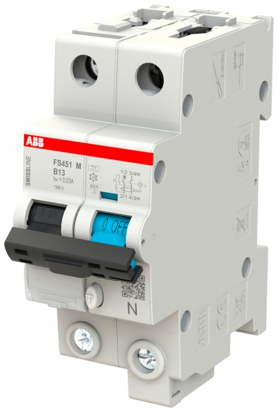 Disjoncteur différentiel ABB FS451M SMISSLINE CL B-13A/30mA 1LN 10kA type A 