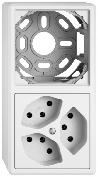 Combinazione AP EDIZIO.liv SNAPFIX® 2×1 140×74mm vuoto+3×T13 bianco 
