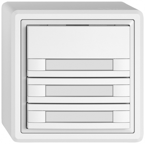 AP-Universaltaster EDIZIO.liv UNI SNAPFIX® 12…48V o.LED 3× 2-Tbed.Pap.ws 
