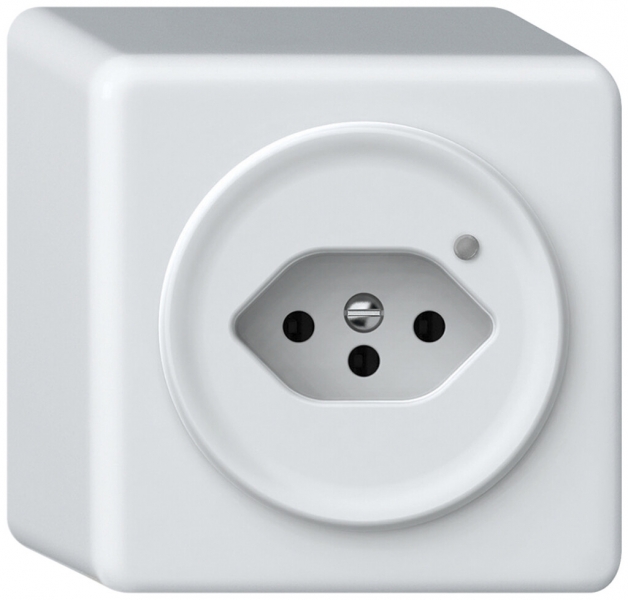 Presa AP origin 1×tipo 13 lum.verde 10A 230V 88×88×54mm bianco 