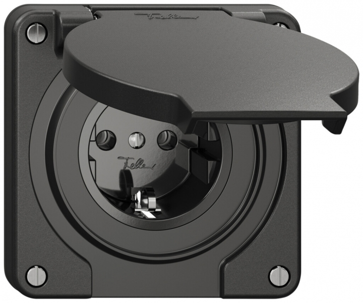 Presa Feller IP21 Schuko 16A 230V 87×87mm nero 