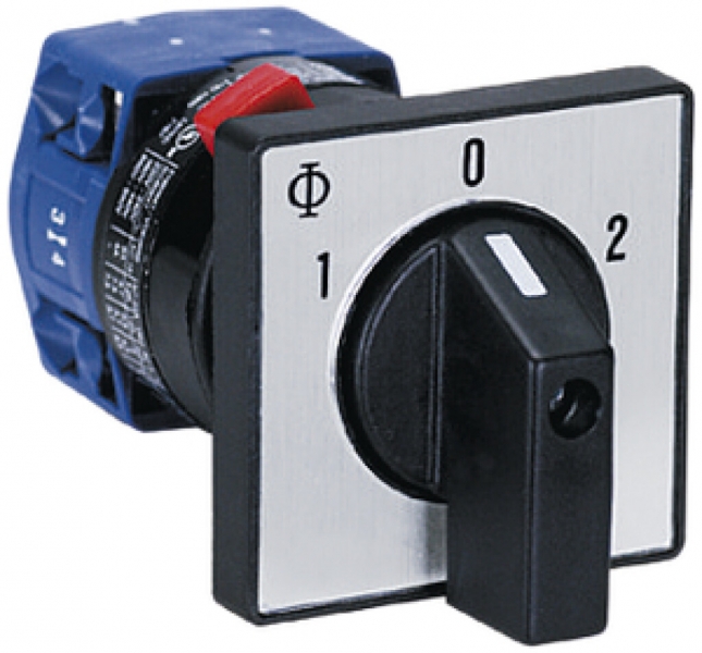 Interruttore rotativo INS K&N, 20A/690V 2/3L manopola ne 48×48mm Ø22.5mm "1-0-2" 