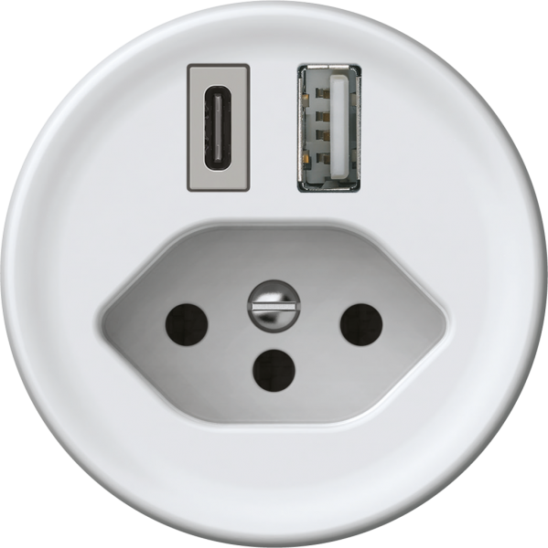 Prise de charge USB origin 1×USB-A 1×USB-C 3000mA 5V avec type 13 blanc 