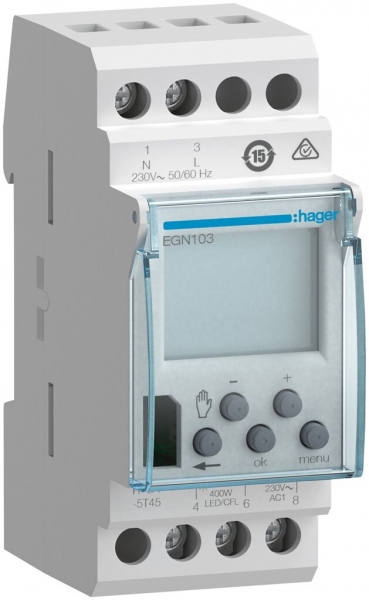Timer Hager digitale settimanale conforto 1 canale 1 invertitore 10A 2 UM 