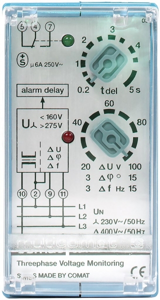 Surveillance de tension et de champ-tournant ComatReleco SSU33L, 400VAC 