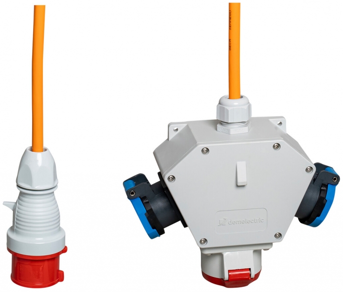 Distributeur en croix DEM DB34231 2×T23 1×16A 1.5m 5×2.5mm² fiche 16A 