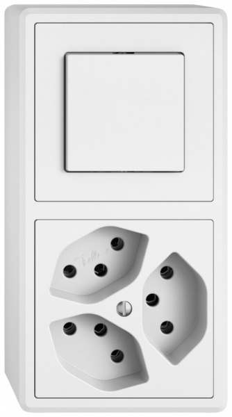 Combinazione AP EDIZIO.liv SNAPFIX® 2×1 140×74mm schema 3/1L+3×T13 bianco 