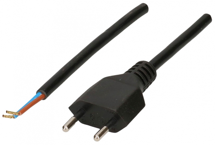 Câble de raccordement MAX HAURI PVC 10A 230V 2×1mm² T11 embout de câble 5m noir 