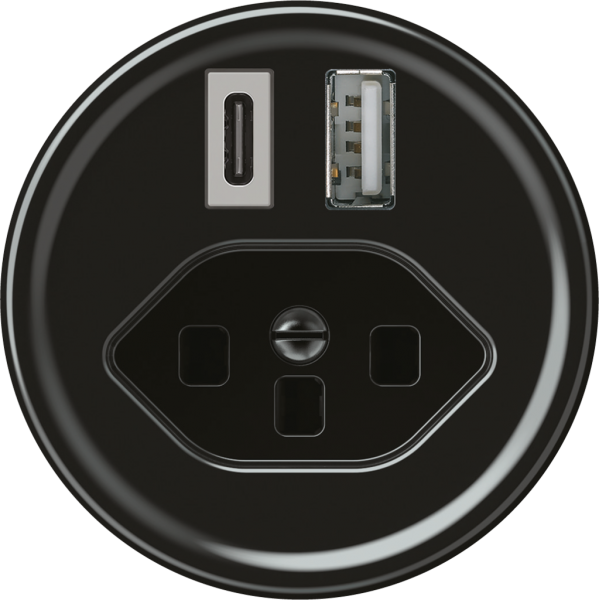 Prise de charge USB origin 1×USB-A 1×USB-C 3000mA 5V avec type 23 noir 