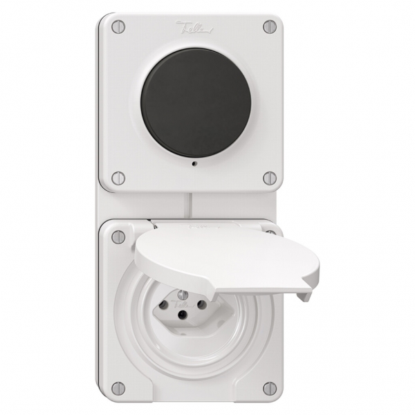 Combinazione NUP NEVO, interruttore a pulsante schema 3/1L + presa tipo 13, bi 