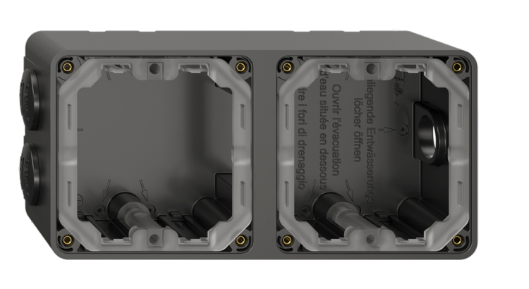 Intestazione NAP Feller NEVO, 1×2, per apparecchi N.CO, nero 