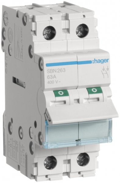 Interruttore AMD Hager 63A 400V 2 chiusura 0 apertura 0 invertitore 2UM 