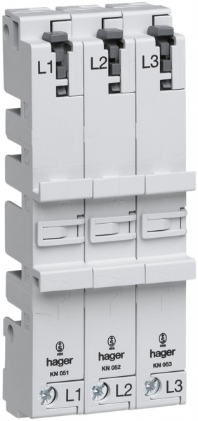 Adattatore per sbarra collettrice tertio DIN L1-L2-L3 3P 63A 