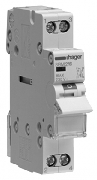 Interrupteur AMD Hager SBM 32A 230V 2 fermeur 0 ouvreur 1 inverseur 