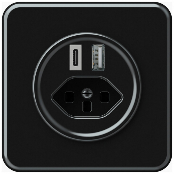 Prise de charge USB ENC origin 1×USB-A 1×USB-C 3000mA 5V avec type 23 noir 