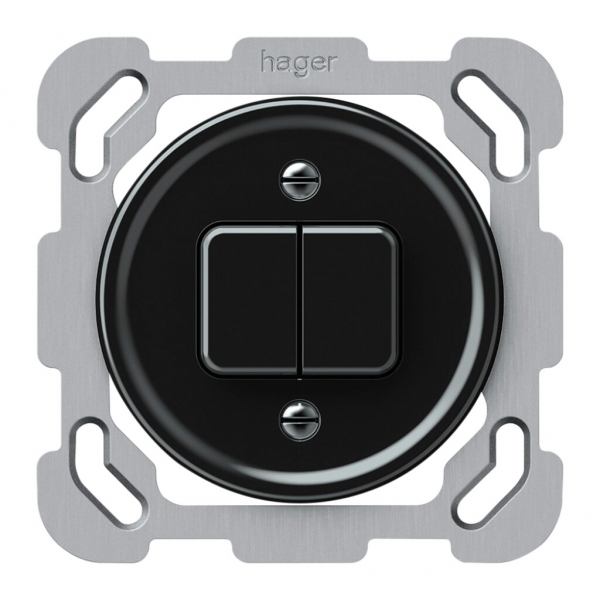 UP-Drucktaster origin 2×Tasten 2CO 1P 0<1 10A 230V 77×77mm schwarz 