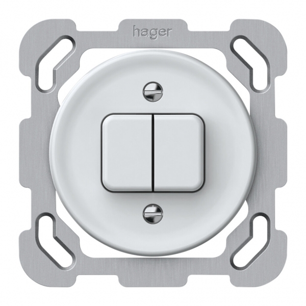 UP-Drucktaster origin 2×Tasten 2CO 1P 0<1 10A 230V 77×77mm weiss 