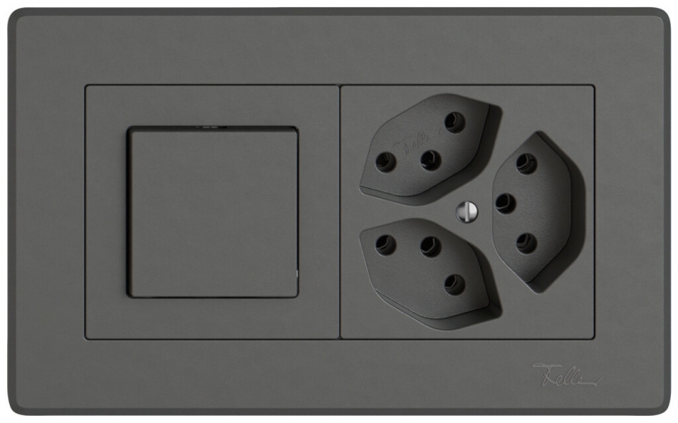 Combinazione INC EDIZIO.liv SNAPFIX® 1×2 96×156mm schema 3/1L+3×T13 grigio scuro 