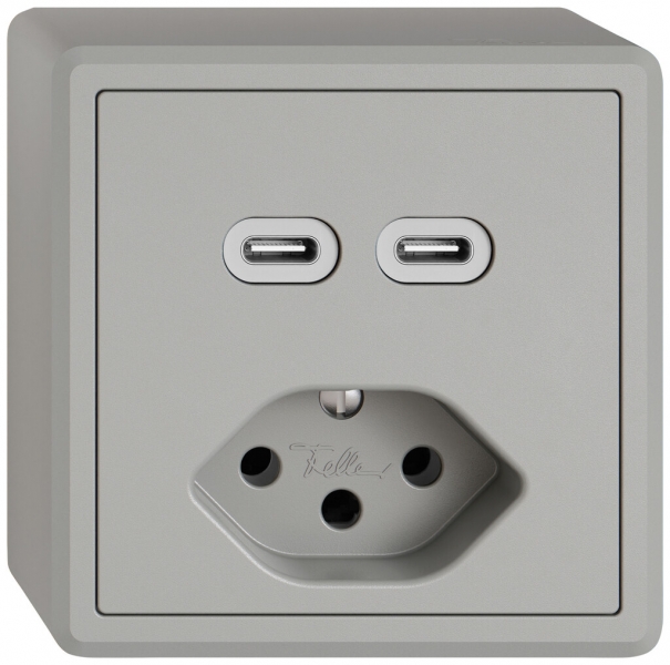 AP-USB-Ladesteckdose EDIZIO.liv SNAPFIX® USB C+C/T13 3A 230VAC hgu 