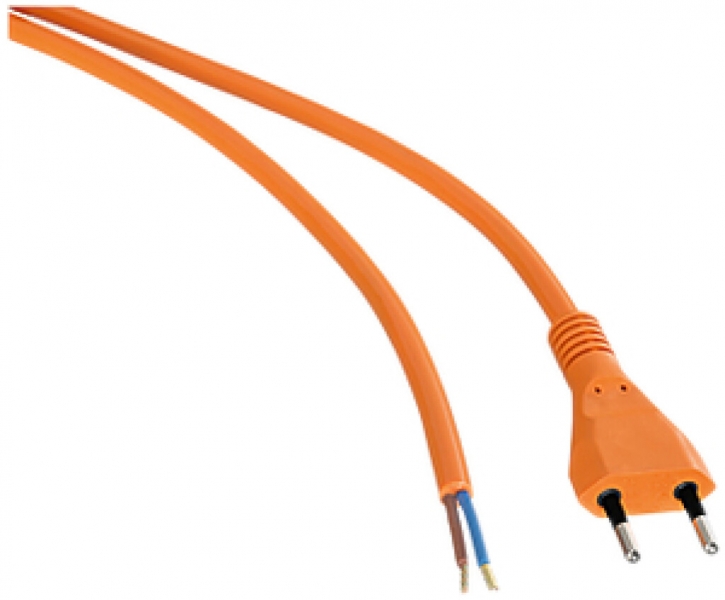 Câble de raccordement Helukabel PUR 10A 230V 2×1mm² type 11/embout 5m orange 