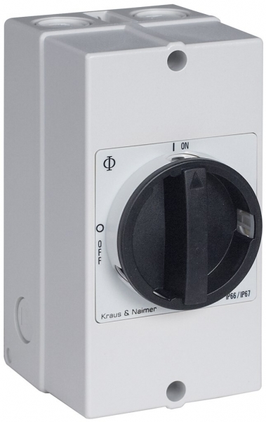 Interruttore di carico AP K&N 20A/400V 0/4L IP66/67 nero/grigio, "O-I" 