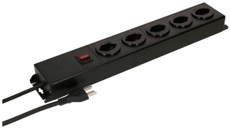 Prise multiple MH POWER LINE 16A interrupteur 5×T23 1.5m noir-noir 