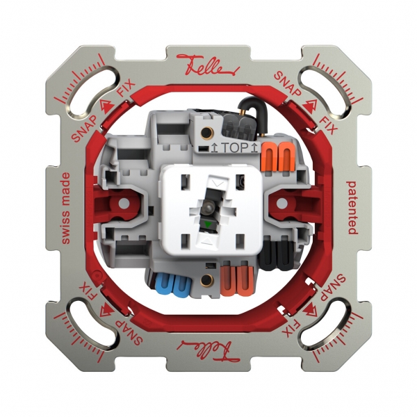 Interruttore a pulsante luminoso INC Feller SNAPFIX® 3/1L lent.lat.KS ve 