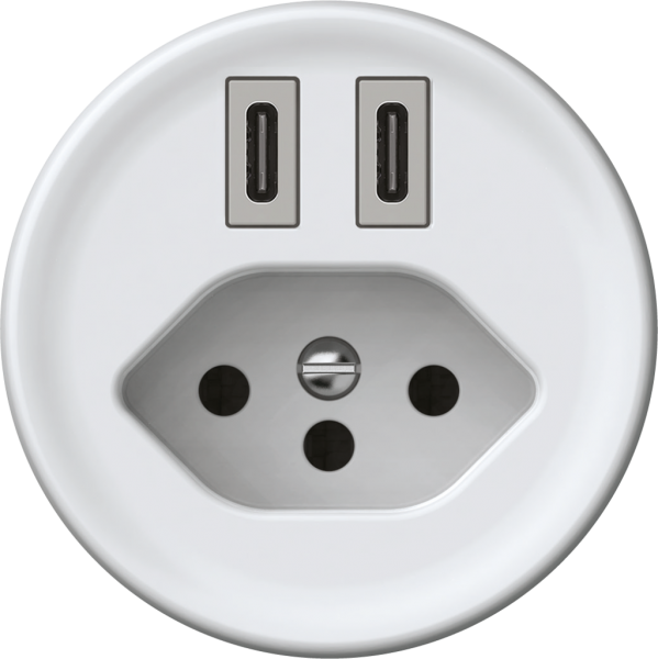 USB-Ladesteckdose origin 2×USB-C 3000mA 5V mit Typ 13 weiss 