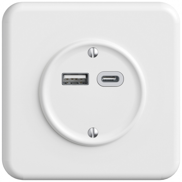 Prise de charge USB ENC STANDARDdue SNAPFIX® 230V AC 18W 1×USB A 1×USB C bc 