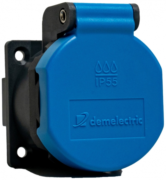 Presa INS T23 DEM IP55 16A 230V con guarnizione IK07 antracite/coperchio blu 