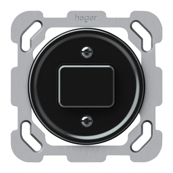 UP-Drucktaster Hager origin 1CO 10A 230V 77×77mm schwarz 