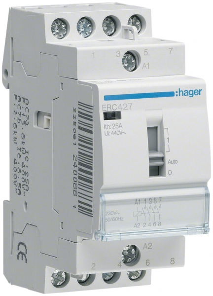 REG-Schütz Hager ERC 230VAC 2 Schliesser 2 Öffner 25A 2TE 