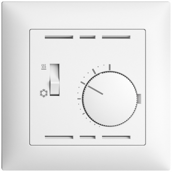 Termostato ENC EDIZIOdue, c.interruttore, riscald./refr., 88×88mm, bianco 
