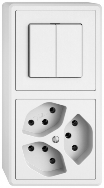 AP-Kombination EDIZIO.liv SNAPFIX® 2×1 140×74mm Schema 1/3+3/1L+3×T13 weiss 