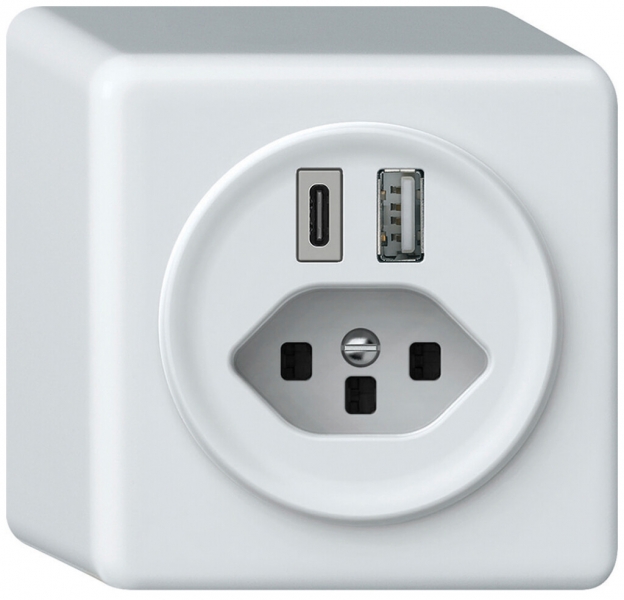 Prise de charge USB AP origin 1×USB-A 1×USB-C 3000mA 5V avec type 23 blanc 