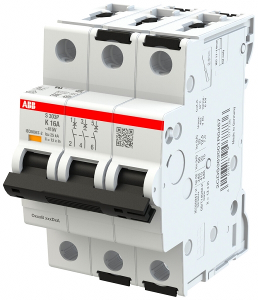 Disgiuntore ABB MCB S300P 3P 415V tipo K 16A Icn 25kA Icu 25kA 3UM 