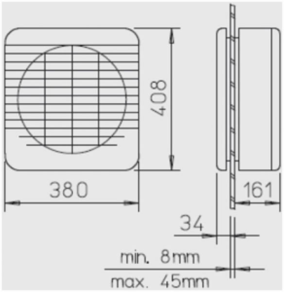 Fenster-/Wandventilator XPELAIR GX-12 Ø324mm reversierbar hellgrau 