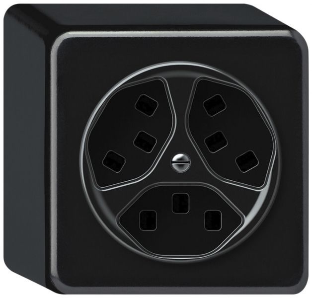 Prise AP origin 3×type 23 16A 230V 88×88×54mm noir 