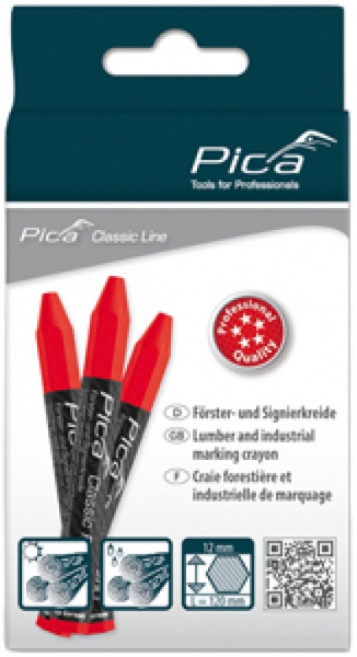 Craie grasse de marquage Bugnard hexagonale 12×120mm rouge 